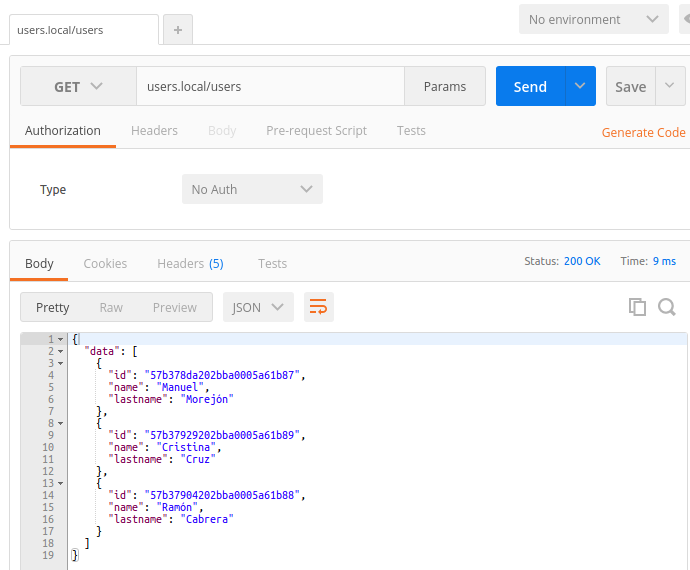 Microservicios - Obtener todos los usuarios (Postman)